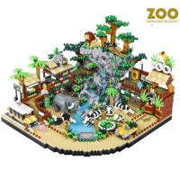 乐积4800片动物园沙漠园区砖石积木套装
