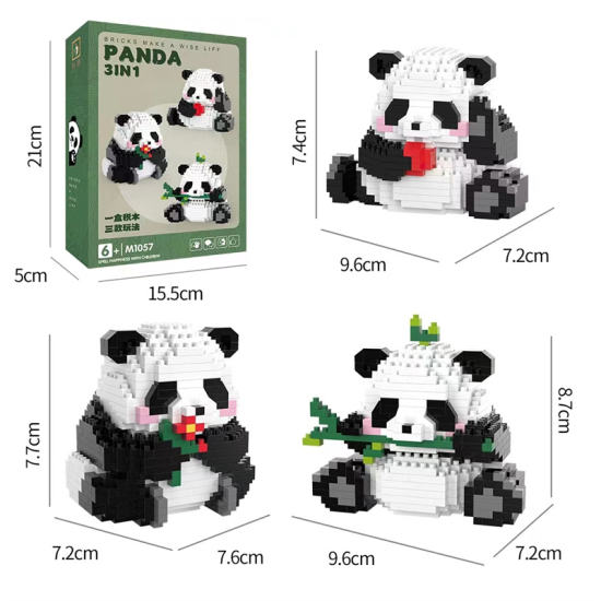熊猫公仔积木玩具 微颗粒积木益智玩具