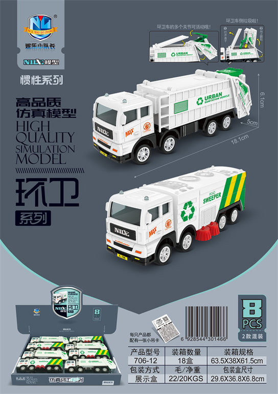 高品质仿真惯性环卫车（8只）