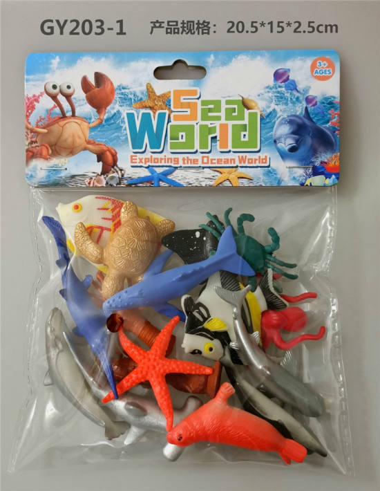 16只PVC喷漆海洋套 动物模型玩具
