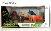 4只PVC实心喷漆三角龙配火山套装 动物模型玩具