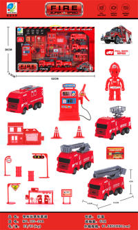 消防车回力套装  回力车玩具