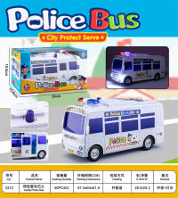 警车巴士/惯性车/发音+灯光 惯性玩具 颜色：白