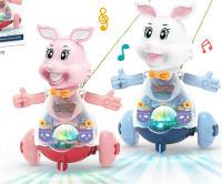 电动兔灯光PC透明齿轮 电动玩具