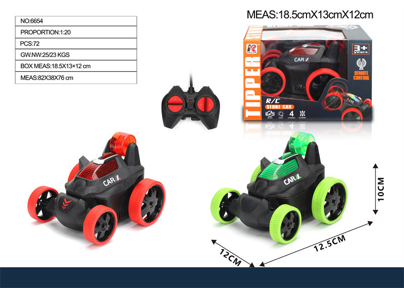 四通遥控特技翻斗车玩具 遥控车玩具包电带灯光音乐