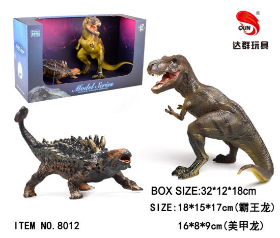 霸王龙+美甲龙恐龙玩具 动物玩具（实心TPR恐龙模型玩具）