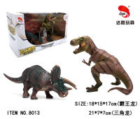 霸王龙+三角龙恐龙玩具 动物玩具（实心TPR恐龙模型玩具）