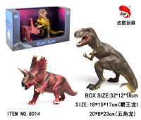 霸王龙+五角龙恐龙玩具 动物玩具（实心TPR恐龙模型玩具）