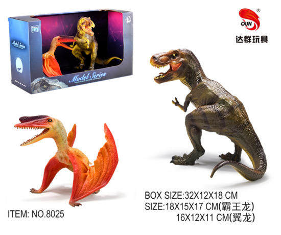 霸王龙+翼龙恐龙玩具 动物玩具（实心TPR恐龙模型玩具）