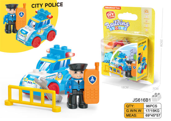 DIY创意警察警车兼容乐高桌面大颗粒积木科教益智 积木益智玩具（13PCS）