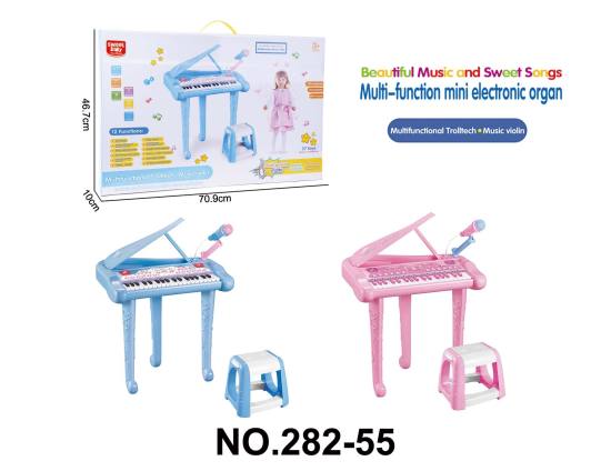 益智儿童多功能37键玩具琴电子琴配话筒 凳子