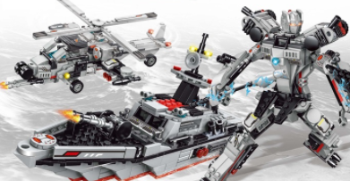 变形巡洋突袭号8合3 35变,e41028,玩具小颗粒积木批发/采购,俊迪宇