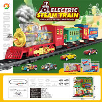 古典蒸汽透明7彩轮充电轨道火车玩具 电动玩具（火车仿真声、带喷雾、带弹射功能）