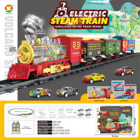 古典蒸汽透明7彩轮电动轨道火车玩具 电动玩具（火车仿真声、带喷雾、带弹射功能）